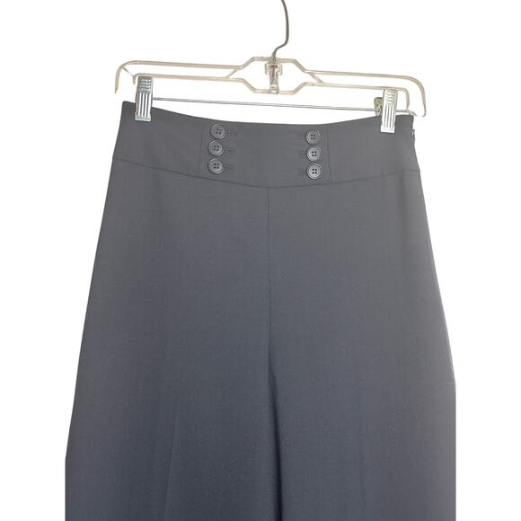 Ann Taylor Loft Black Pants, Sailor Button Detail, Side Zipper,  Flared Size 0 - Picture 5 of 5